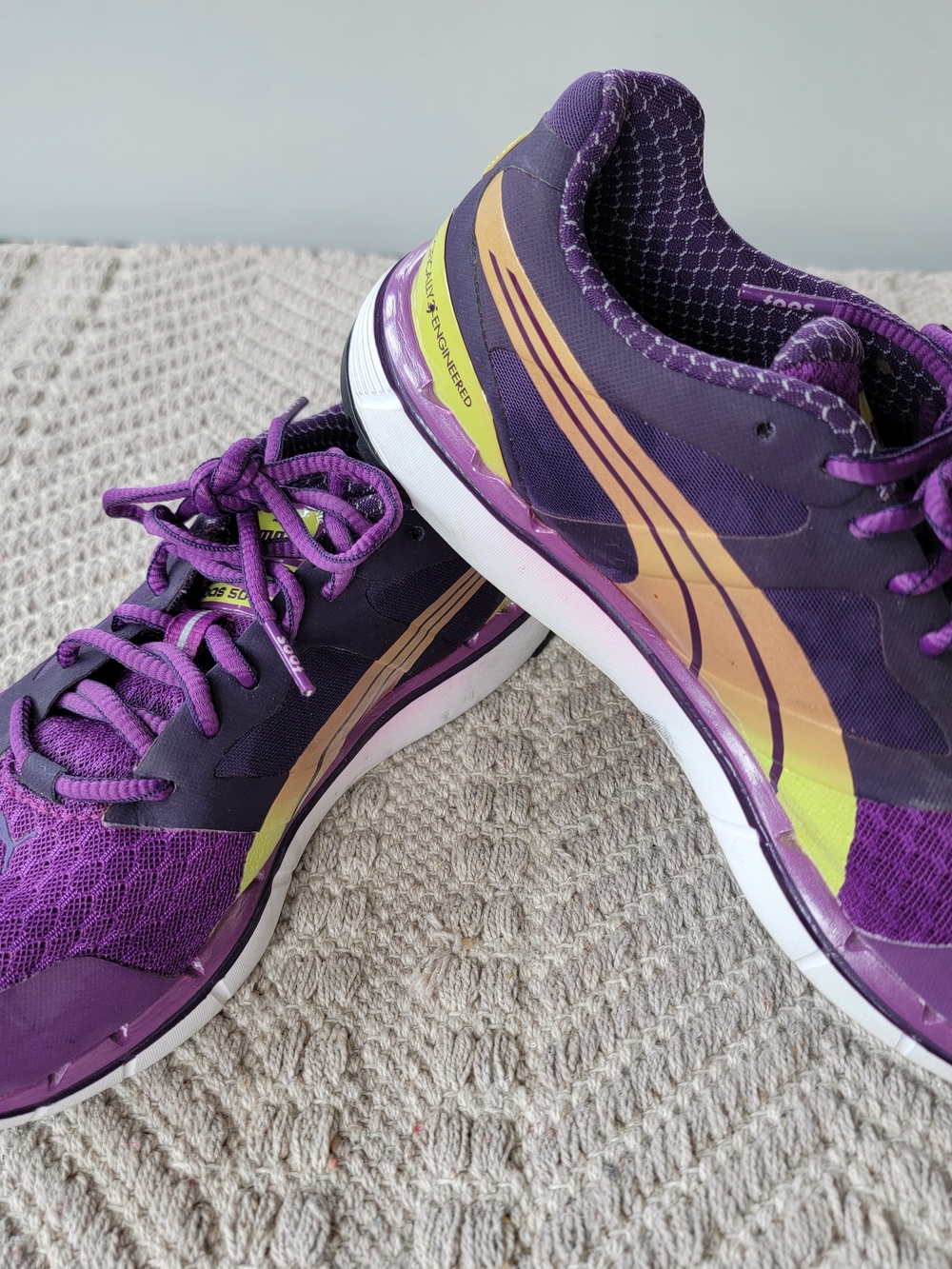 Puma Purple and Yellow Women's Athletic Running Shoes
